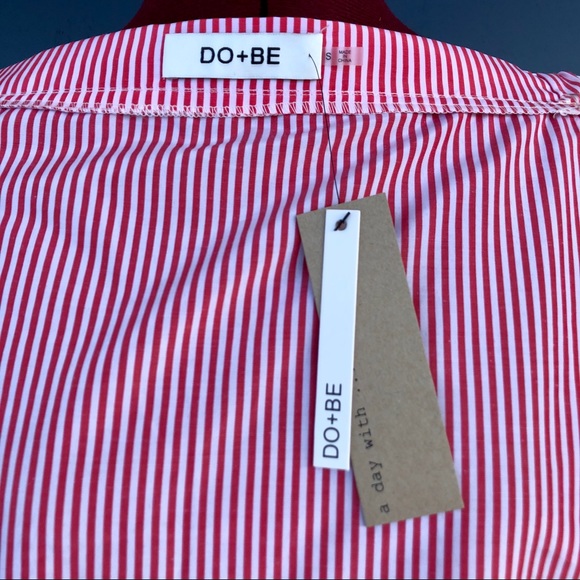 Do+Be Striped Off Shoulder Bow Tied Sleeves Blouse - Picture 11 of 12